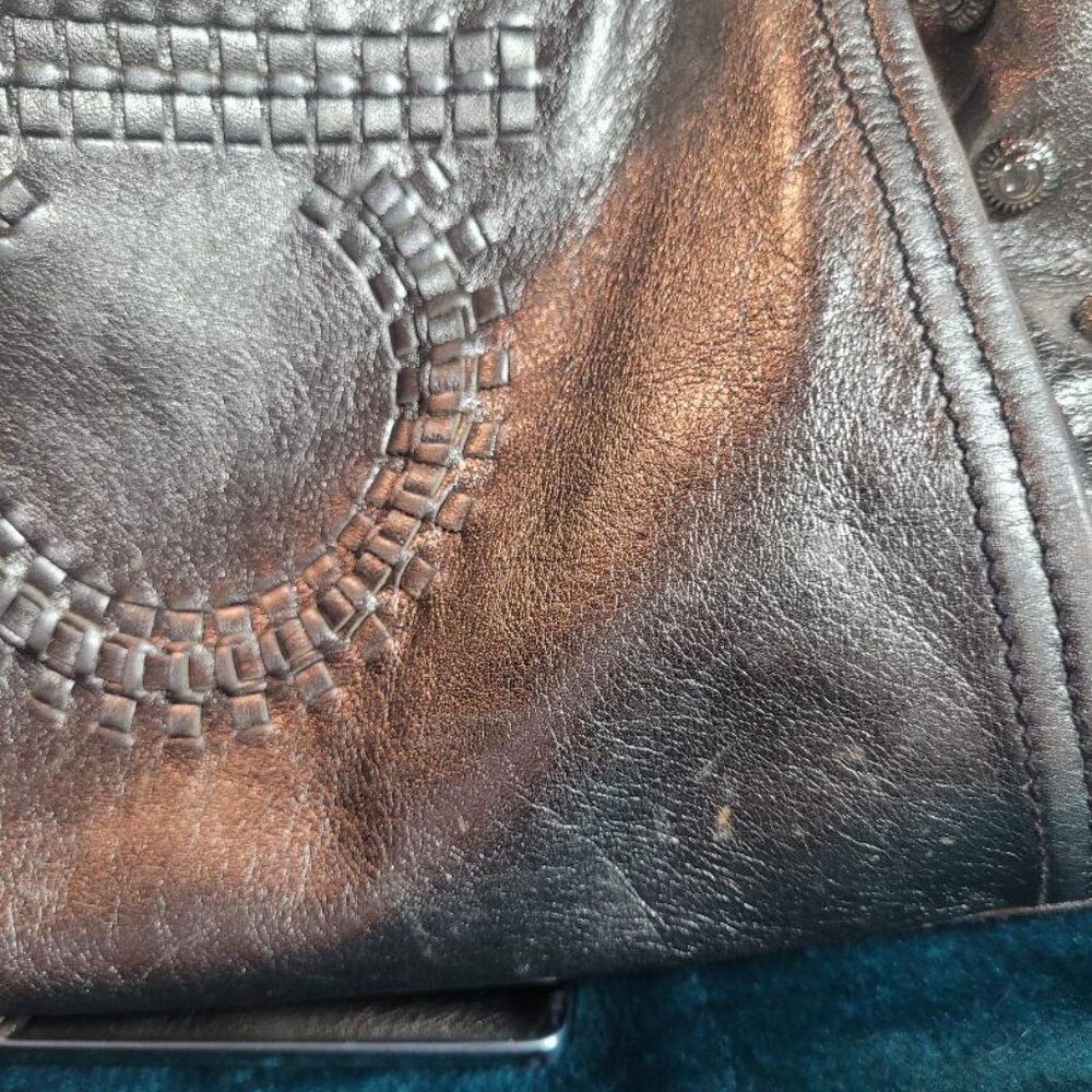 Salvatore Ferragamo-Metallic Leather UNIQUE Studded Hobo w/ Removable Strap - Picture 10 of 10
